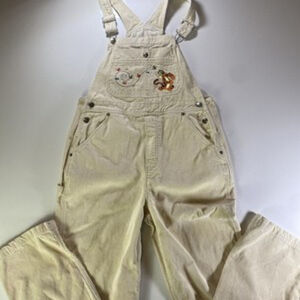 Rare Vintage Disney Winnie the Pooh Womens Corduroy Overalls Cream Size Large